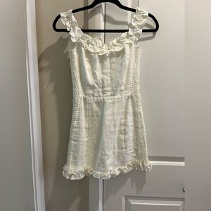 Reformation White Linen Ruffle Mini Dress